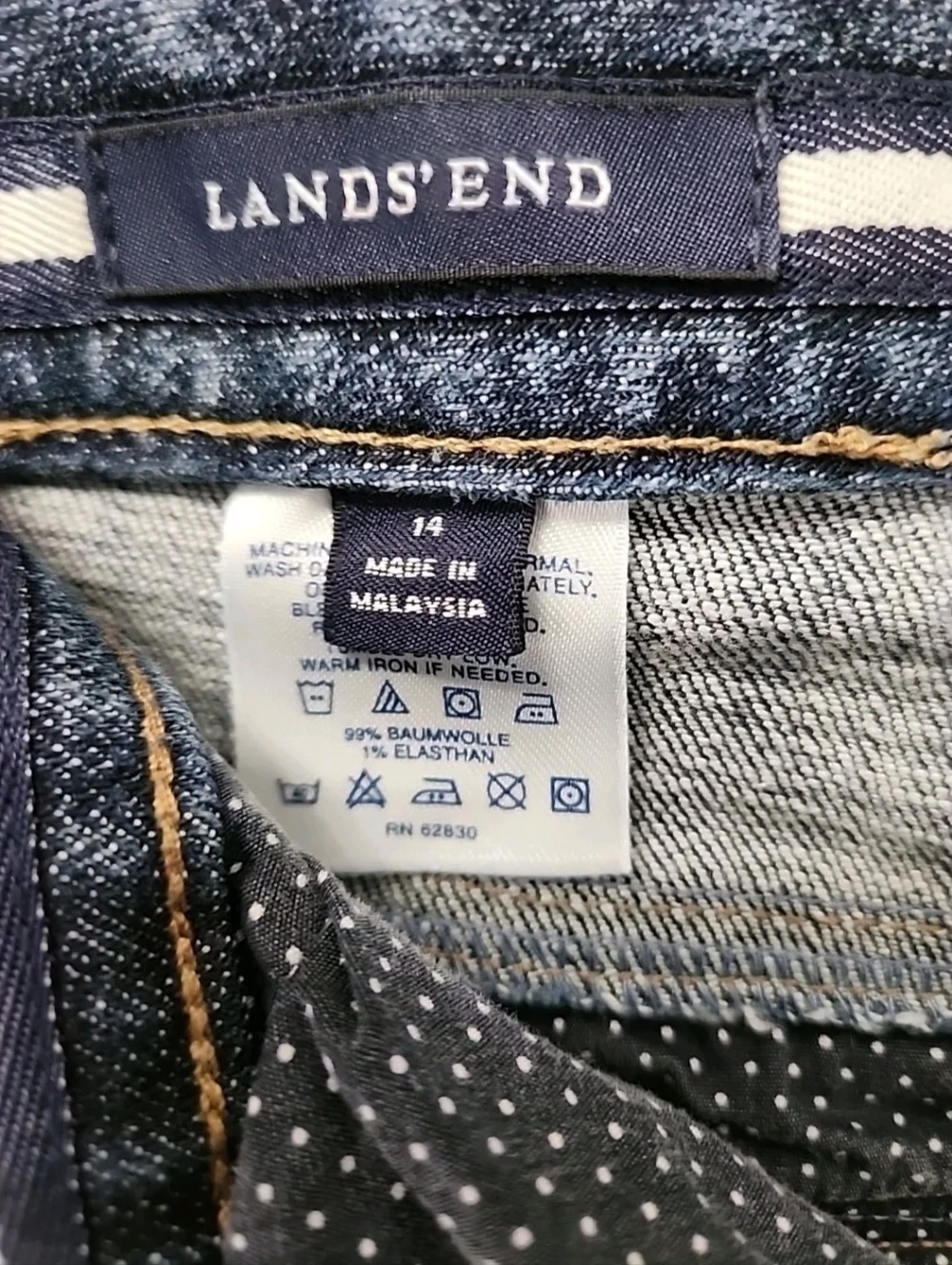 Lands' End Women’s  14 - 36 X 16 Dark Wash Denim Bermuda Shorts Stretch Capris